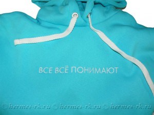 Вышивка на голубой худи