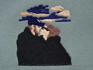 Вышивка влюблённой пары на толстовке