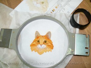 Вышивка рыжего кота