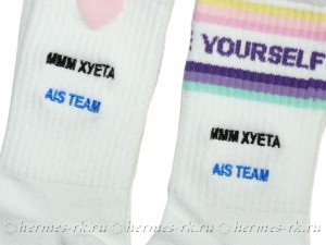 Машинная вышивка текста на носках