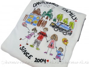 Вышивка детского рисунка на одежде