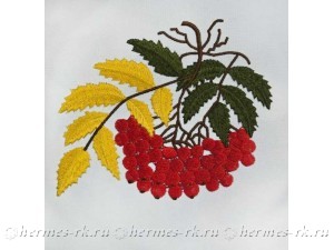 Вышивка рябины на текстиле