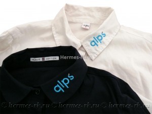 Нанесение логотипа на воротник рубашки