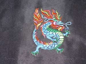 Вышивка в виде дракона