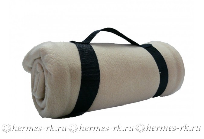 Флисовый плед серый с ремнем