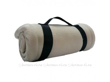 Флисовый плед с ремнем, бежевый