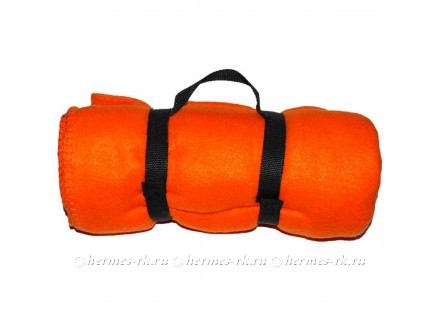 Флисовый плед с ремнем, оранжевый