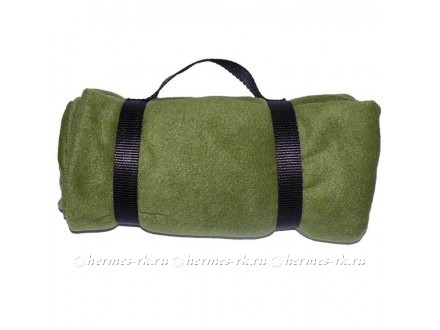 Флисовый плед с ремнем, зеленый