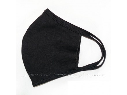 Маска защитная двухслойная  из черной ткани для лица